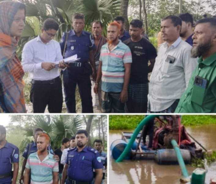 শাহরাস্তিতে ড্রেজারে কৃষি জমির মাটি উত্তোলন করে বিক্রি, জমির মালিককে ১ মাসের দন্ড